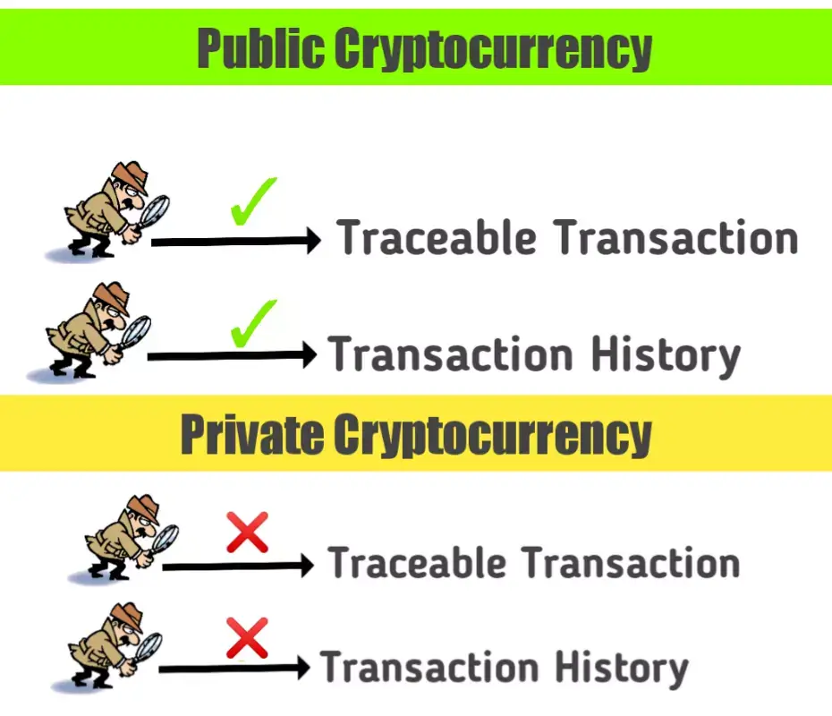 Private cryptocurrency vs Public cryptocurrency