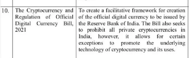 cryptocurrency bill क्या है