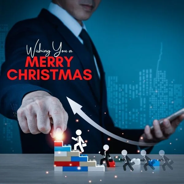 in this image corporate progress with christmas message