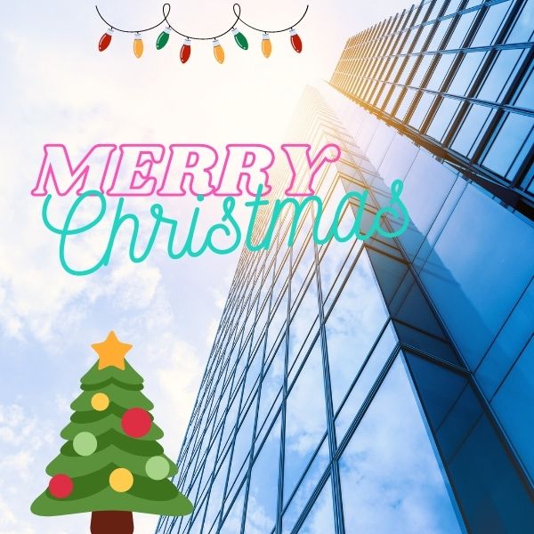 corporate building with Christmas messages image