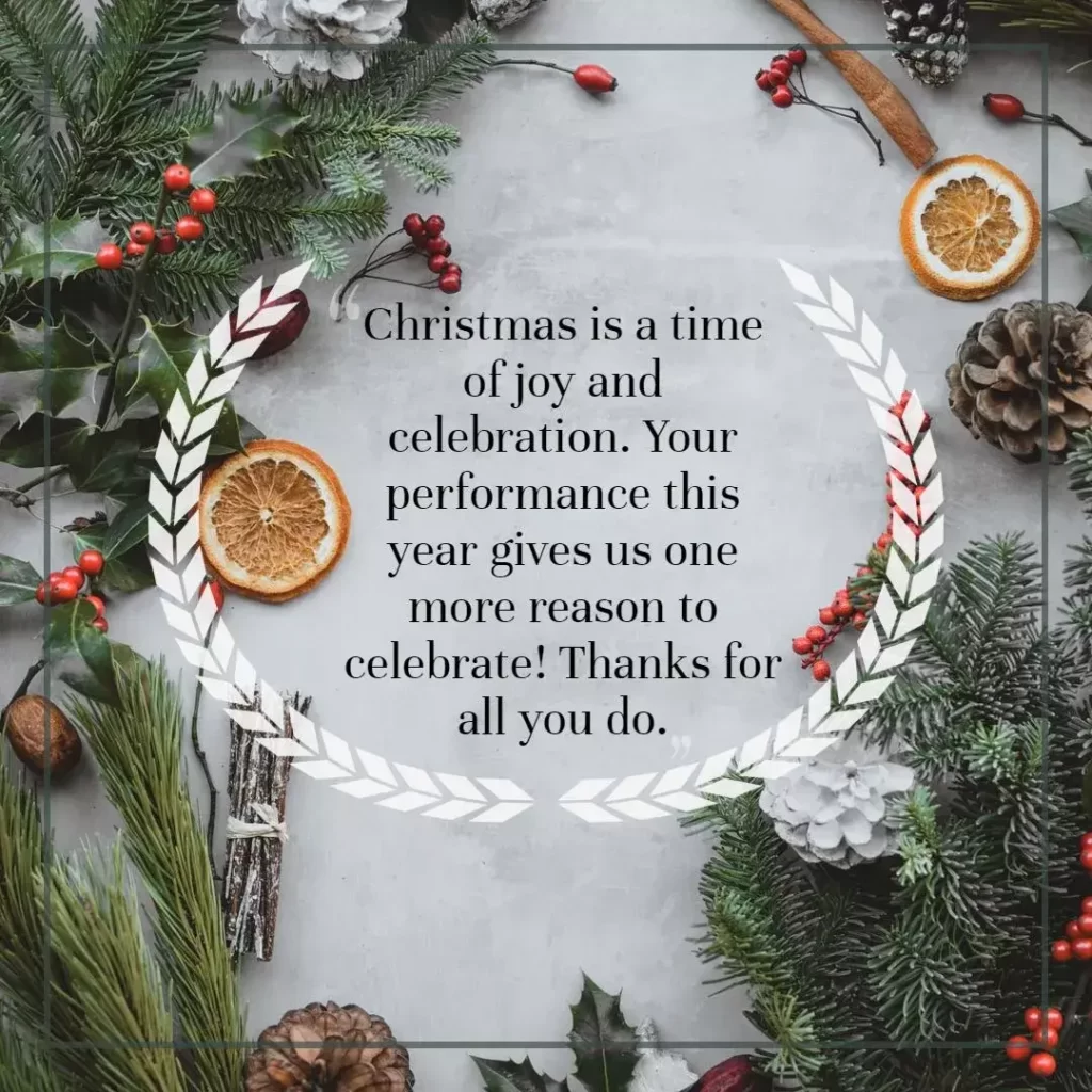 beautiful green decoration with Corporate Christmas messages to clients