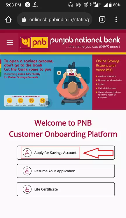 pnb online open saving account