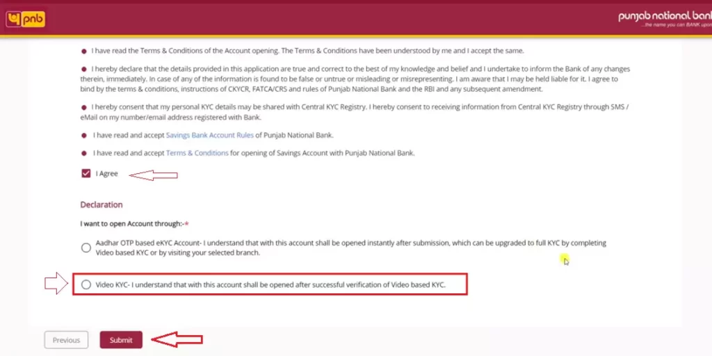 pnb bank account open online video kyc