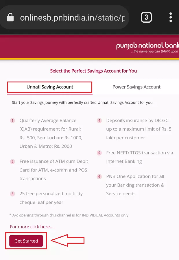 pnb unnati saving account