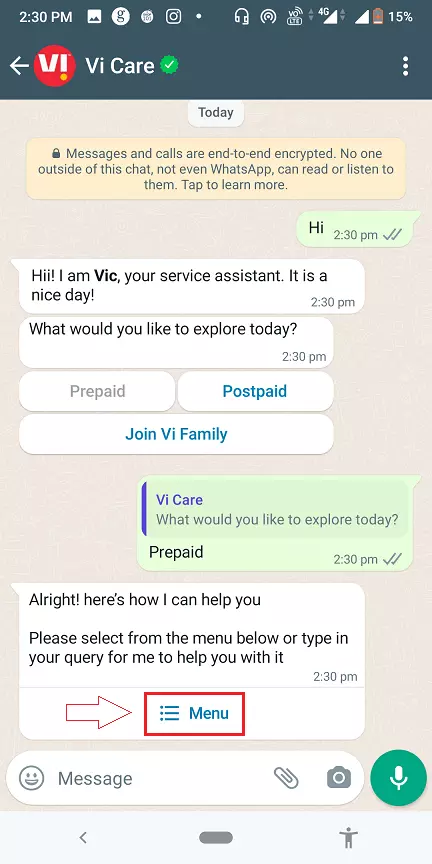 WhatsApp se vi ka balance kaise check kare