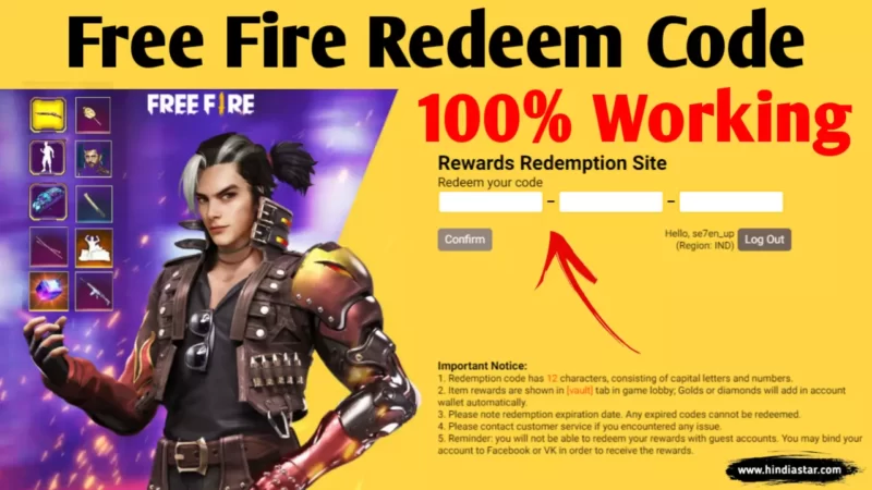 Free Fire Redeem Code Today [100% Working] March 24