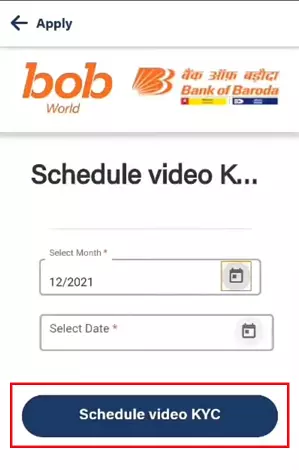बैंक ऑफ बड़ौदा ऑनलाइन video kyc