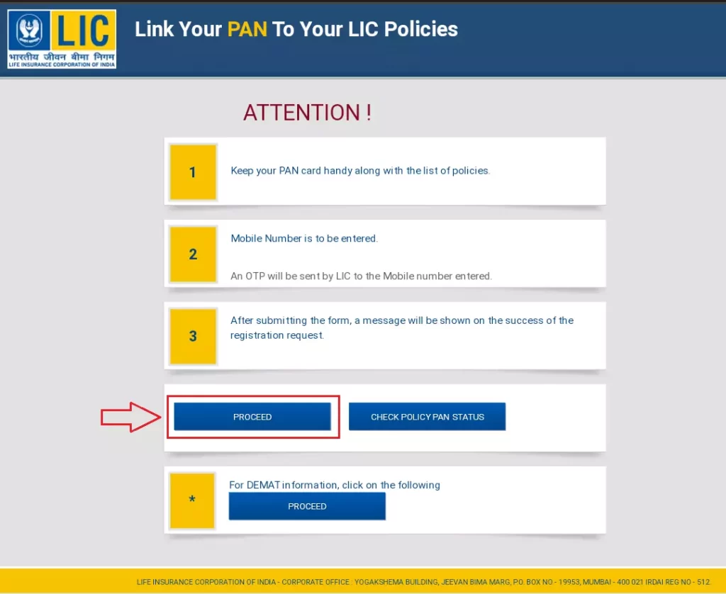 Link Your PAN To Your LIC Policies, lic ipo pan link status check online