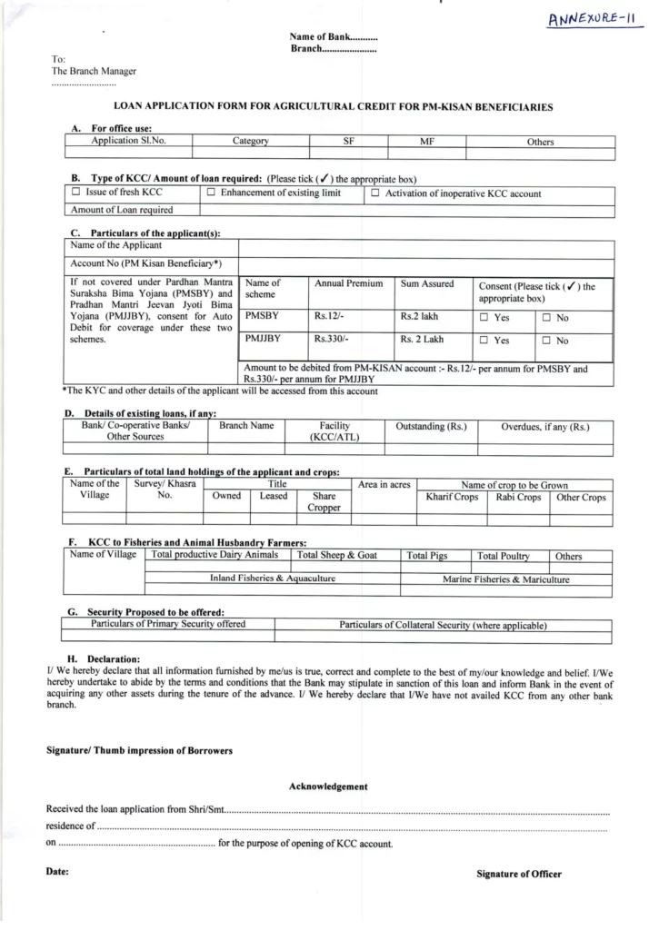 kisan credit card form pdf download