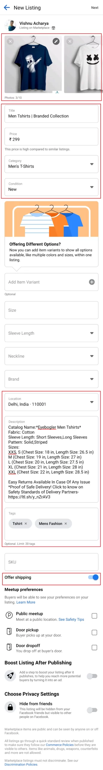 Facebook Marketplace पर meesho के प्रोडक्ट को लिस्ट करे