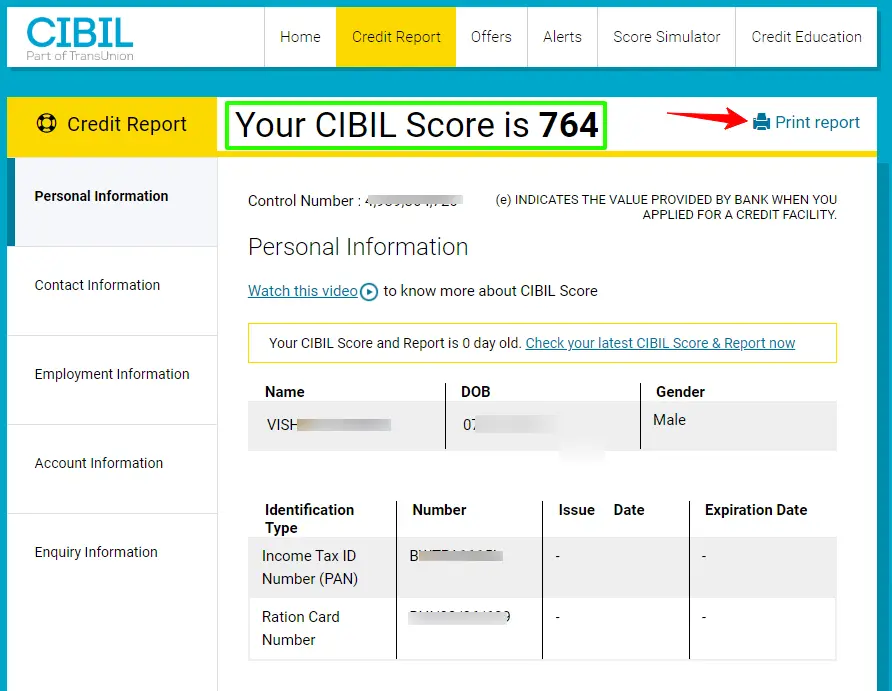 cibil score report pdf download free