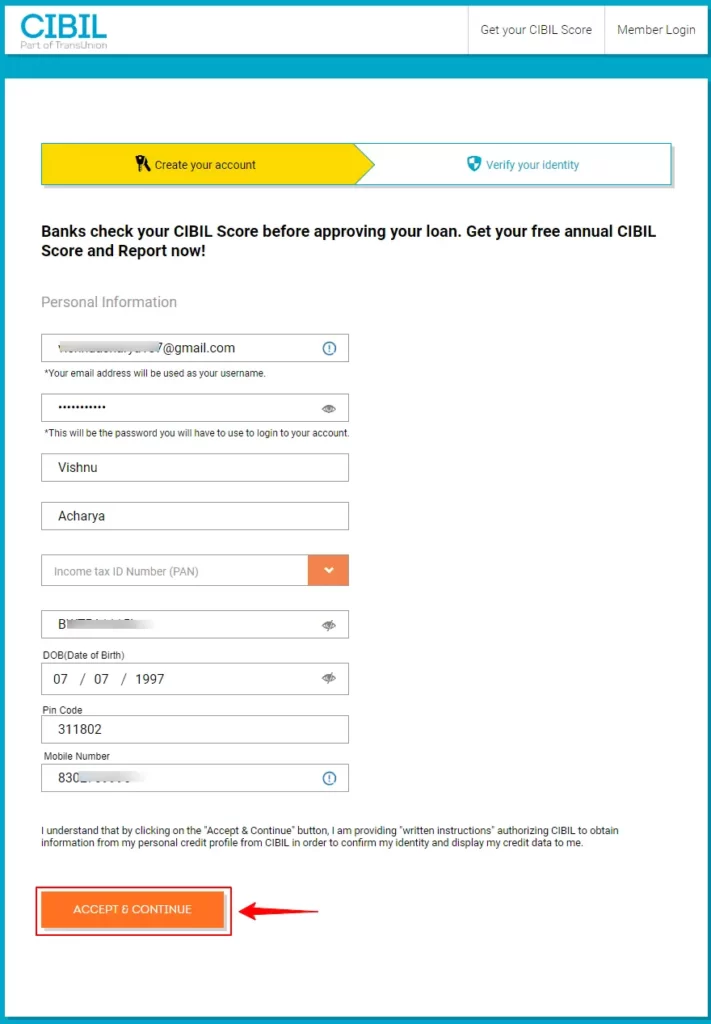 online free cibil score check	