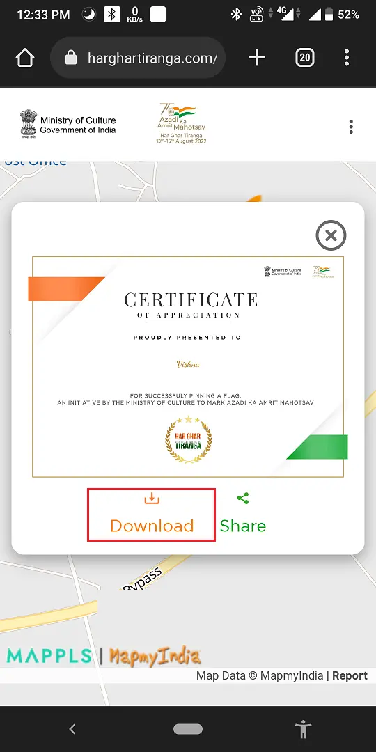 har ghar tiranga certificate download kaise kare 