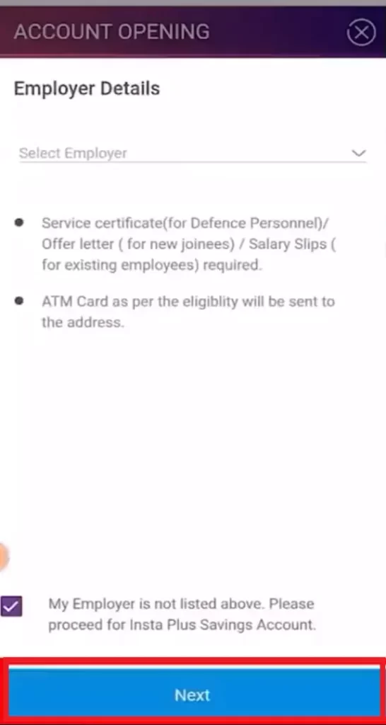 employer details for sbi insta plus saving account, sbi account opening online