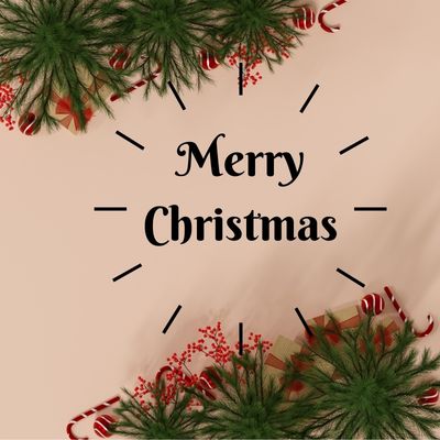 Merry Christmas Image with pink background and some decorative items