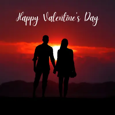 a couple hand shak each other at sun point with happy valentines day images
