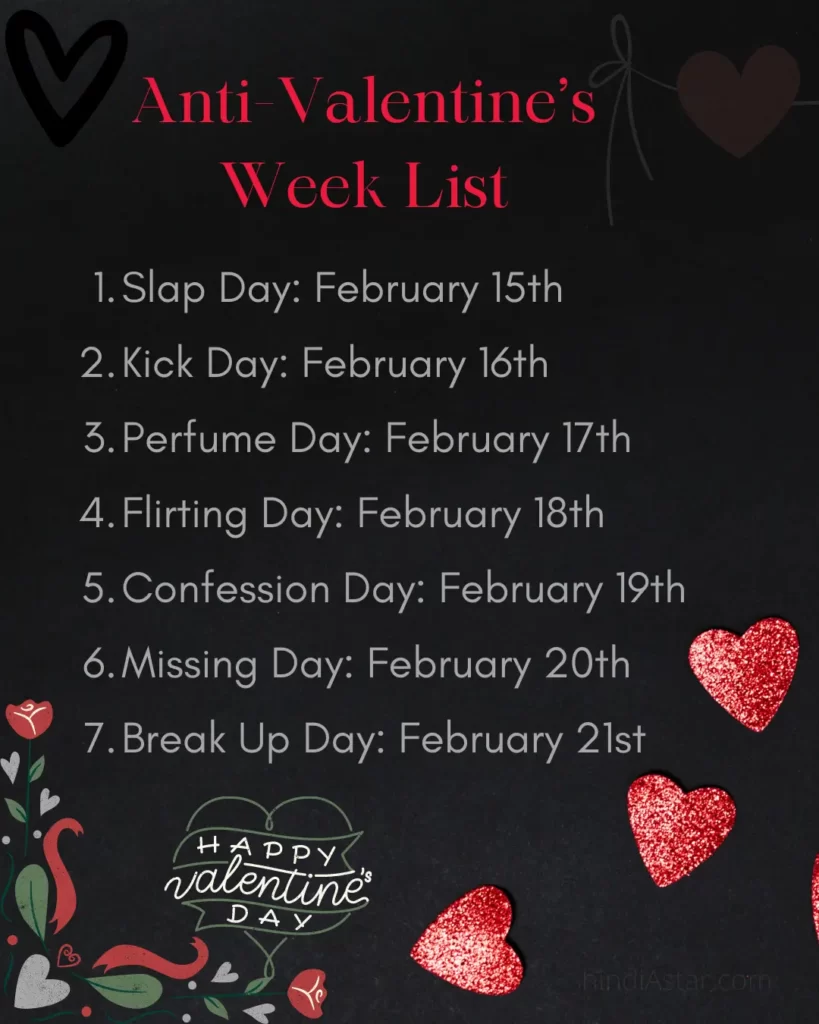 Anti-Valentine’s week 2023 full list