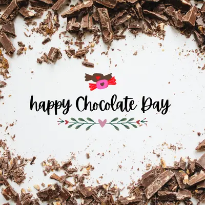 chocolate spread on white background with happy chocolate day image text