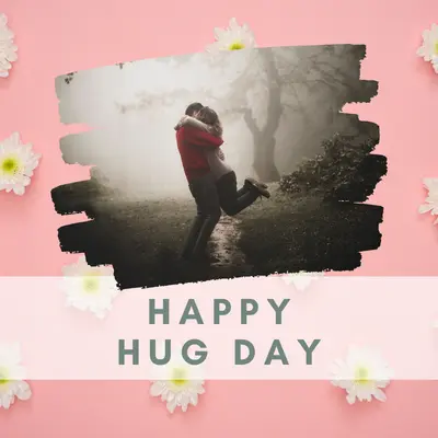 a couple hug each other - with happy hug day 