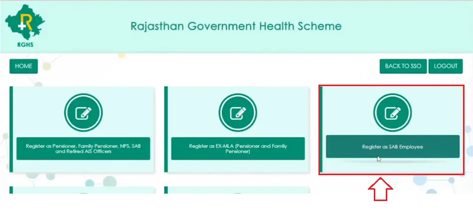 rghs card kaise banaye Register as SAB employee 