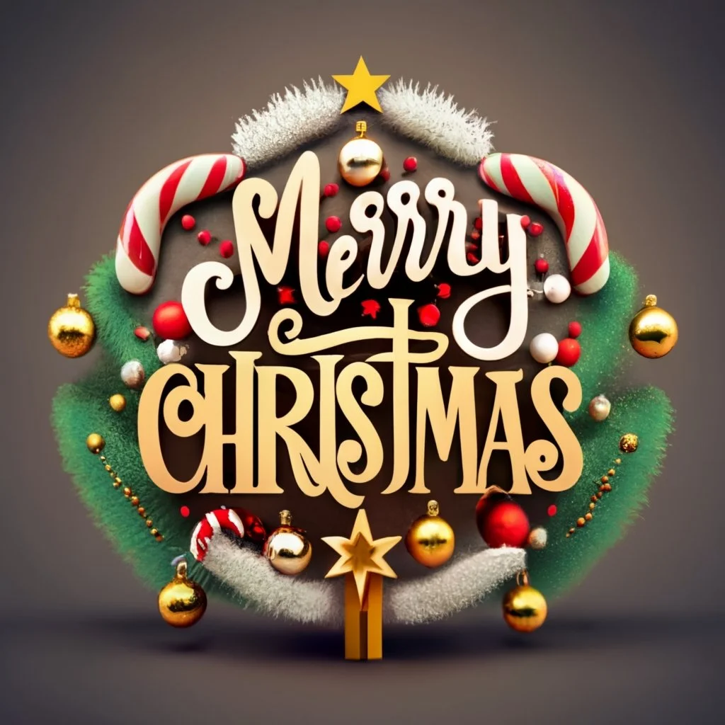 merry christmas image in round shape with jingal bell decoration