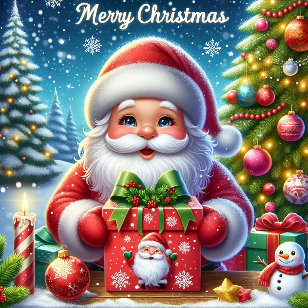 in this image a cute santa Merry Christmas Image